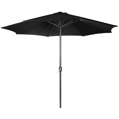 Parasol til have, 250cm, håndsving, vandafvisende, pladsbesparende, sort