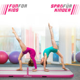 Air Track fitnessmåtte, 4m, oppustelig, bærbar, med elektrisk luftpumpe, 10 cm høj, PVC, Pink