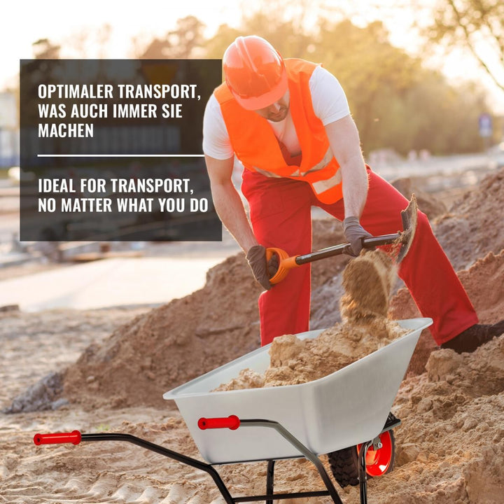 Trillebør - galvaniseret, med pneumatiske dæk, tippefunktion, 100 liter, 210 kg