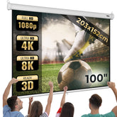 Projektorlærred - 203x152 cm, HD 4K 3D, 100 tommer, loftmontering/vægmontering