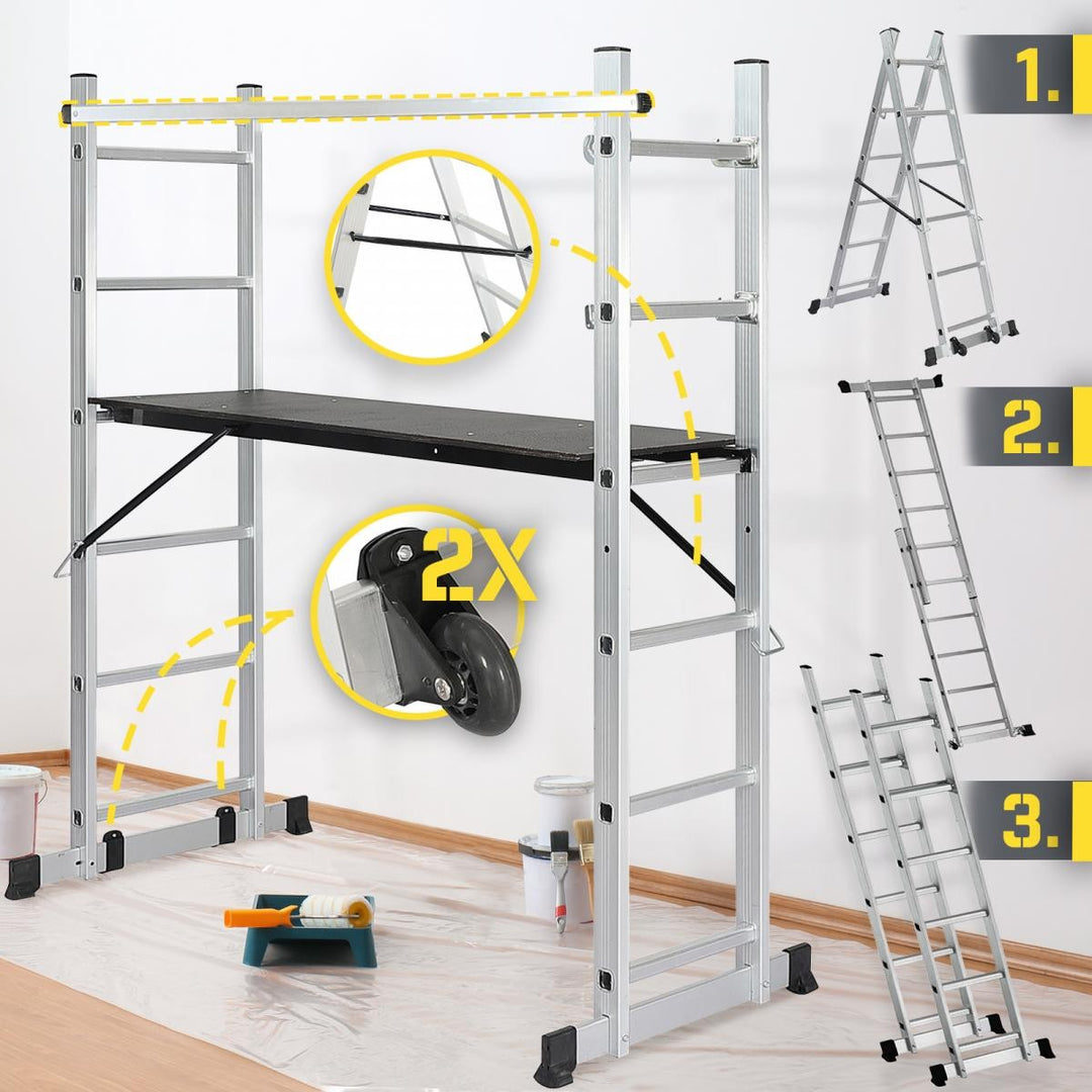 Stillads - 4 i 1, arbejdshøjde max 280 cm, op til 150 kg bæreevne, 171 x 59 x 160 cm