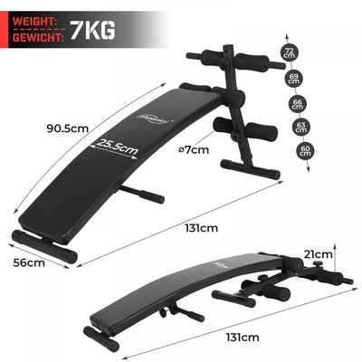 Sit Up Bench med benfiksering - foldbar, 5-vejs justerbar 60-72 cm, stål, sort