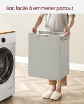 Vasketøjskurv med udtrækkelig taske, 65L, 50 x 33 x 72 cm, hvid