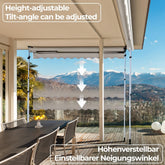 Markise, 350 x 80 cm, højdejusterbar, håndsving, vandafvisende, UV-beskyttelse, altan, terrasse, solafskærmning, beige