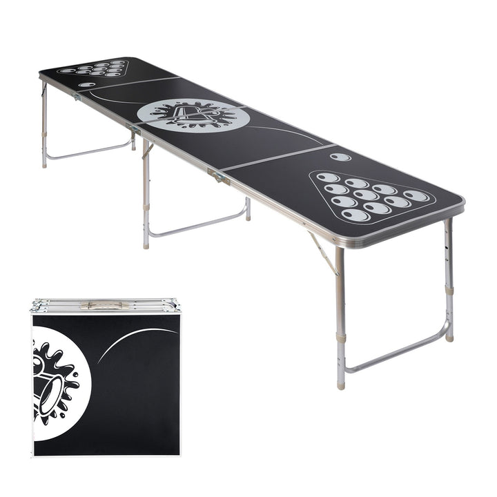 Beer pong sæt, 6 bolde, 100 kopper, justerbar/foldbar aluminiumsbord