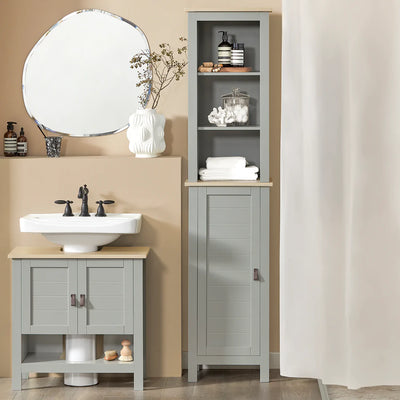 Søjleskab til badeværelset, højskab, 39 x 30 x 169 cm, grå