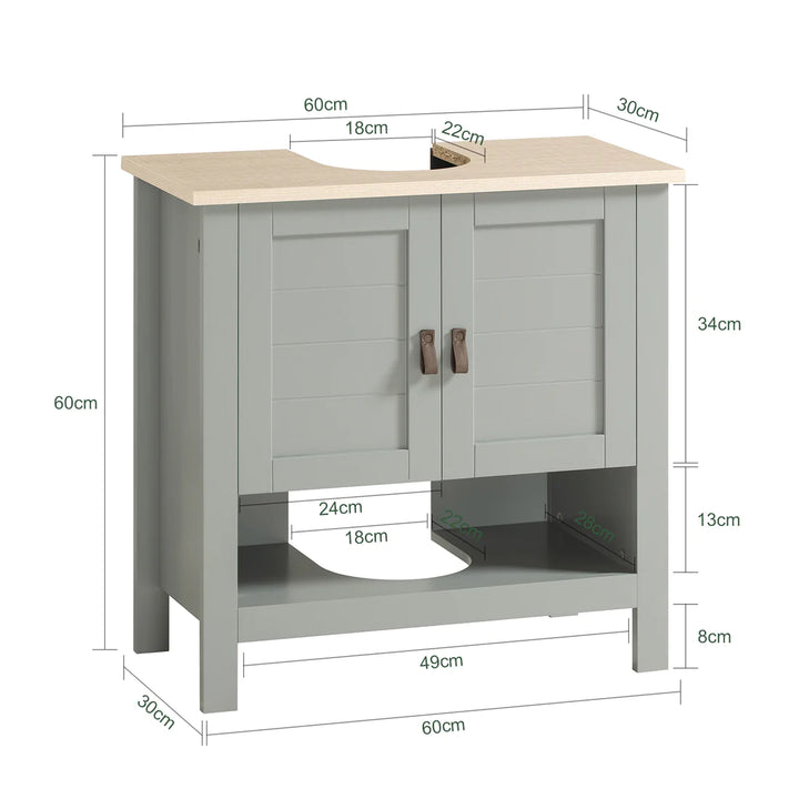 Badeværelsesskab / underskab til vask i moderne stil, D30xB60xH60cm, grå