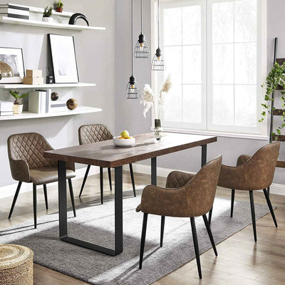 Elegant spisebordsstol i kunstlæder, brun