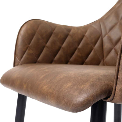 Elegant spisebordsstol i kunstlæder, brun