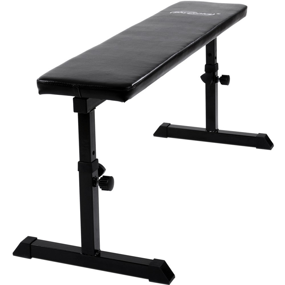 Flad bænk, 103x47x44-57 cm, højdejusterbar, op til 200 kg, stål, sort
