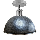 Gebürstetes Silber Vintage Retro Flush Mount Deckenleuchte Rustikale Farbe Metall Lampenschirm