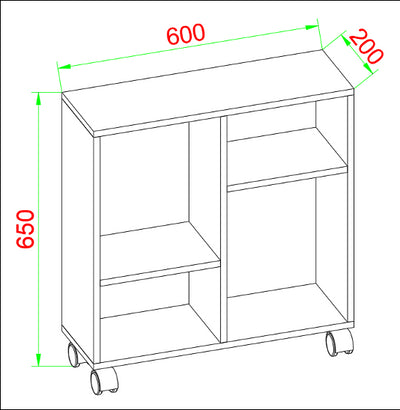 Kontormøbel/kommode med hjul, h. 65 x b. 60 x d. 20 cm, hvid