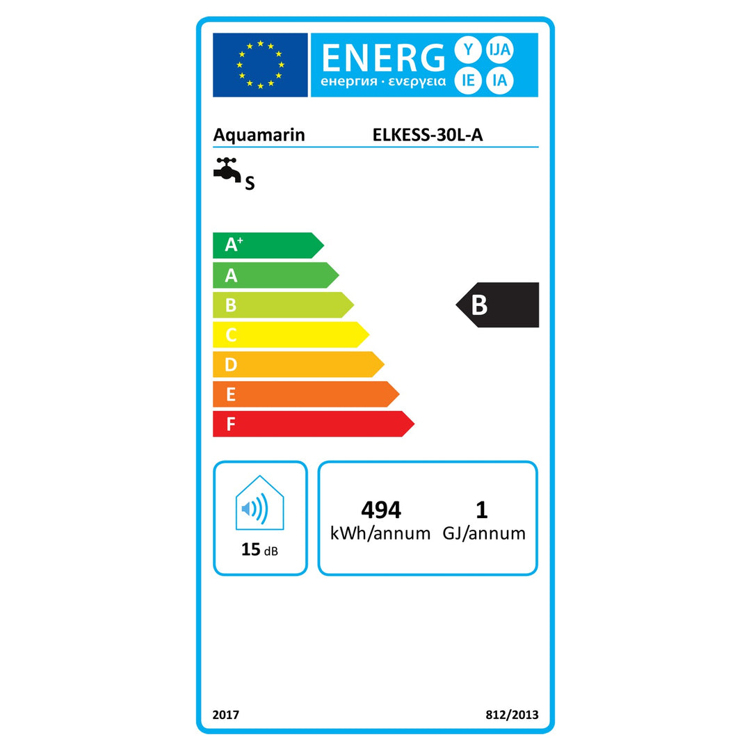 Elektrisk ANTIKALK varmtvandsbeholder, 30 L, 1,5 kW, Anticalc, EEK B/C, emaljeret inderbeholder