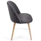 Spisebordsstole - mørkegrå, sæt af 8, fløjlssæde, moderne, polstrede ben af bøgetræ, med ryglæn
