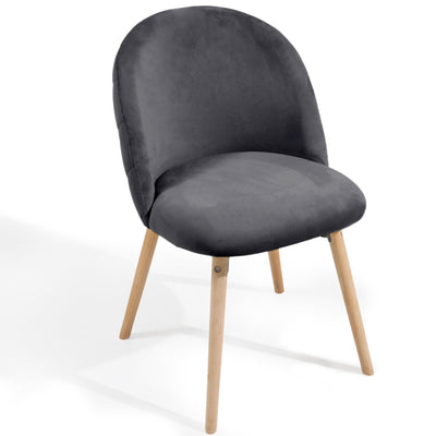 Spisebordsstole  - mørkegrå, sæt af 6, fløjlssæde, moderne, polstrede ben af bøgetræ, med ryglæn