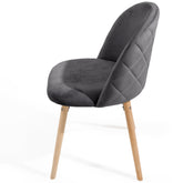 Spisebordsstole  - mørkegrå, sæt med 4, fløjlssæde, moderne, polstrede ben af bøgetræ, med ryglæn