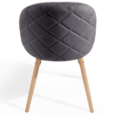 Spisebordsstole  - mørkegrå, sæt af 6, fløjlssæde, moderne, polstrede ben af bøgetræ, med ryglæn