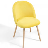 Spisebordsstole - gule, sæt med 4, fløjlssæde, moderne, polstrede ben af bøgetræ, med ryglæn