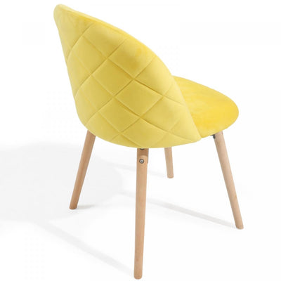 Spisebordsstole, sæt med 6, fløjlssæde, moderne, polstrede ben af bøgetræ, med ryglæn, gul