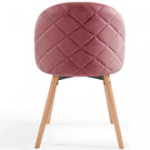 Spisebordsstole - pink, sæt med 6, fløjlssæde, moderne, polstret, bøgetræ-ben, med ryglæn