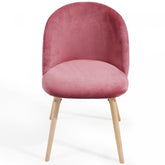 Spisebordsstole - pink, sæt med 4, fløjlssæde, moderne, polstrede ben af bøgetræ, med ryglæn