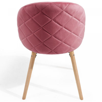 Spisebordsstole - pink, sæt med 4, fløjlssæde, moderne, polstrede ben af bøgetræ, med ryglæn