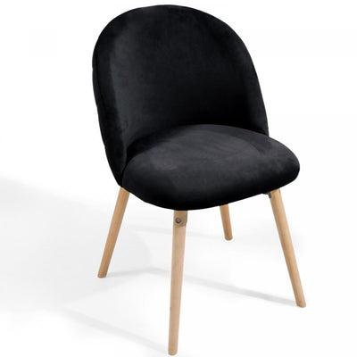 Spisebordsstole - sorte, sæt af 2, fløjlssæde, moderne, polstrede ben af bøgetræ, med ryglæn