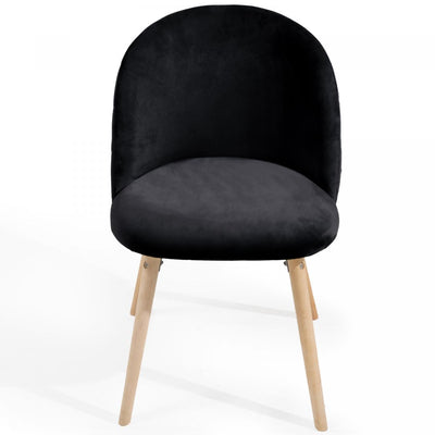 Spisebordsstole - sort, sæt med 6, fløjlssæde, moderne, polstret, bøgetræben, med ryglæn - polstret stol, vintage retrostol