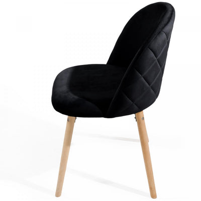 Spisebordsstole - sort, sæt med 4, fløjlssæde, moderne, polstret, bøgetræben, med ryglæn