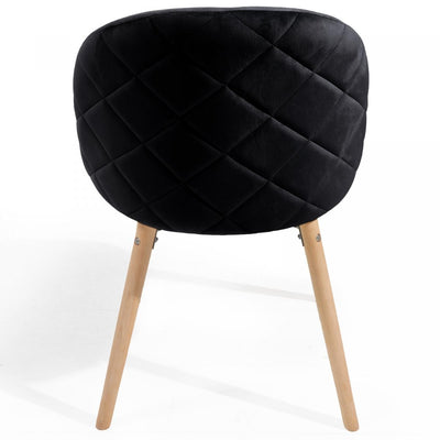 Spisebordsstole - sort, sæt med 8, fløjlssæde, moderne, polstret, bøgetræben, med ryglæn
