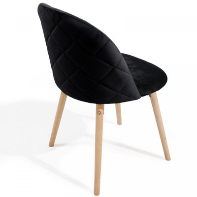 Spisebordsstole - sorte, sæt af 2, fløjlssæde, moderne, polstrede ben af bøgetræ, med ryglæn