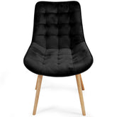 Spisebordsstole - sort, sæt med 2, fløjlssæde, polstret, quiltet, bøgetræben, med ryglæn
