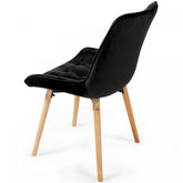 Spisebordsstole - sorte, sæt af 6, fløjlssæde, polstret, quiltet, bøgetræsben