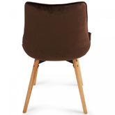 Spisebordsstole - brune, sæt af 2, fløjlssæde, polstret, quiltet, bøgetræ-ben, med ryglæn