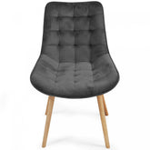 Spisebordsstole  - mørkegrå, sæt af 2, fløjlssæder, polstrede, quiltede ben af bøgetræ, med ryglæn