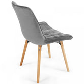 Spisebordsstole  - lysegrå, sæt med 8, fløjlssæde, polstret, quiltet, bøgetræ-ben