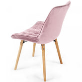 Spisebordsstole - pink, sæt med 8, fløjlssæde, polstret, quiltet, bøgetræ-ben, med ryglæn
