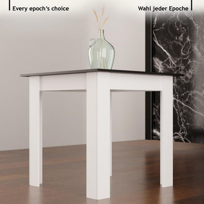 Spisebord - firkantet, 80x80x76,5 cm, til 4 personer, lavet af MDF, bordplade i sort, lille