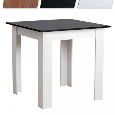 Spisebord - firkantet, 80x80x76,5 cm, til 4 personer, lavet af MDF, bordplade i sort, lille