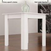 Spisebord - firkantet, 80x80x76,5 cm, til 4 personer, lavet af MDF, hvid plade, lille