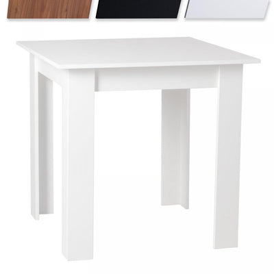 Spisebord - firkantet, 80x80x76,5 cm, til 4 personer, lavet af MDF, hvid plade, lille