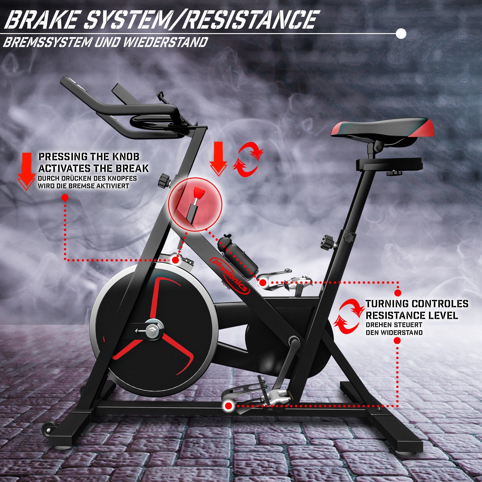 Motionscykel - med LCD display, ergometer, pulsmåler, max 120 kg