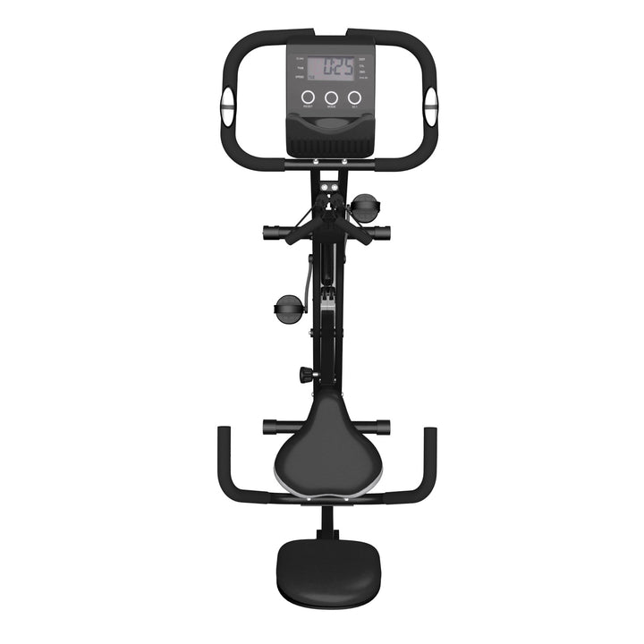 Hjemmetræner - foldbar, LCD-skærm, justerbar modstand, med håndpulssensorer, ryglæn og håndstøtte, op til 120 kg