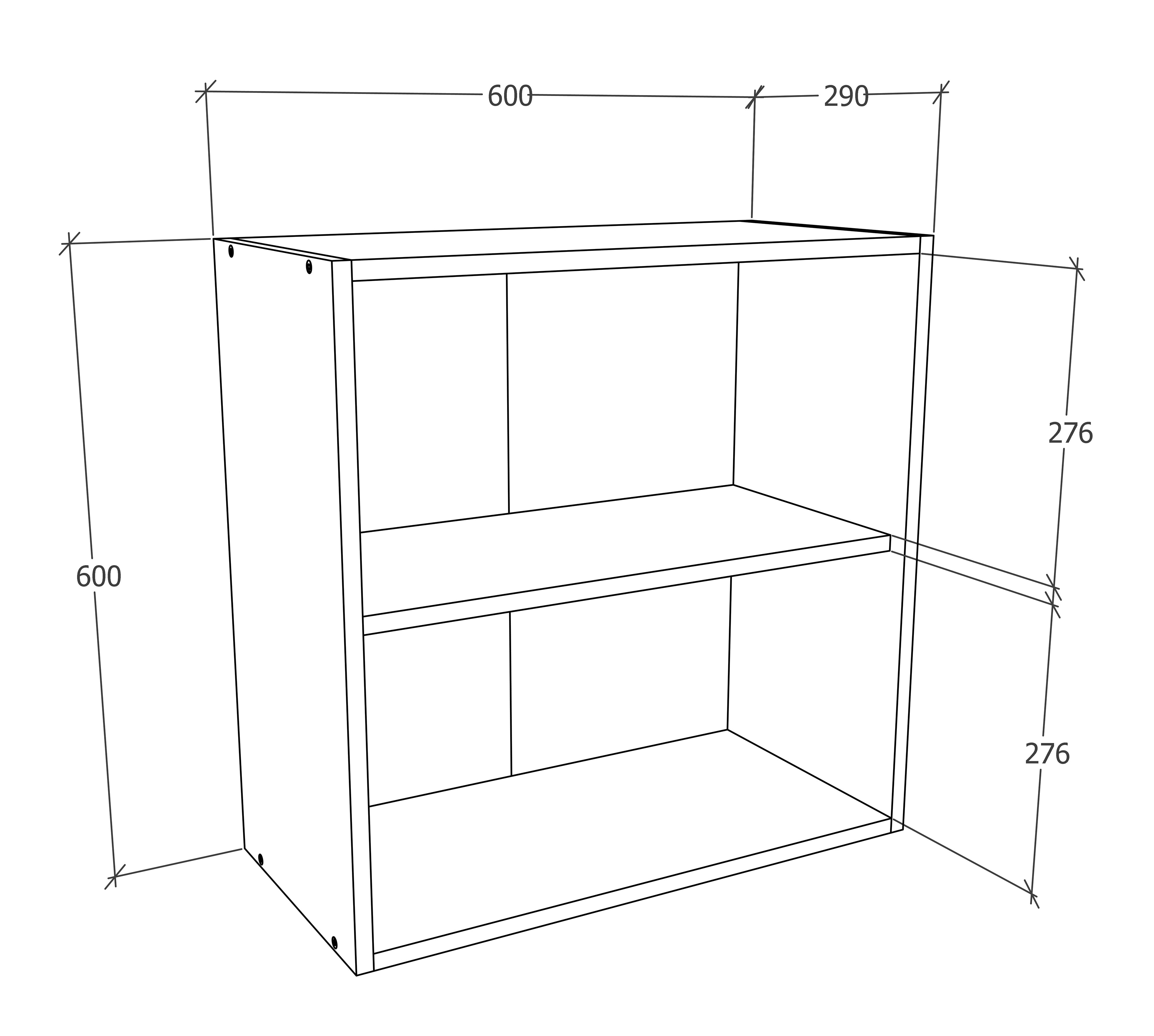 Køkkenskab, h. 60 x b. 60 x d. 31 cm, naturfarvet med hvide sider