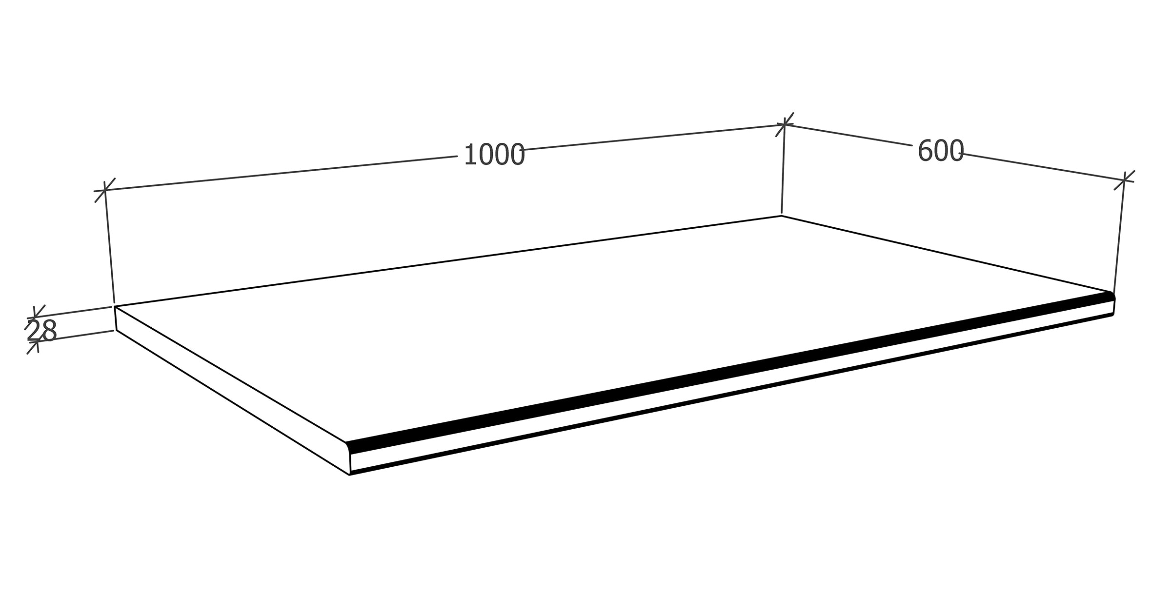 Bordplade til køkkenet, B100cm x D60cm , antracit