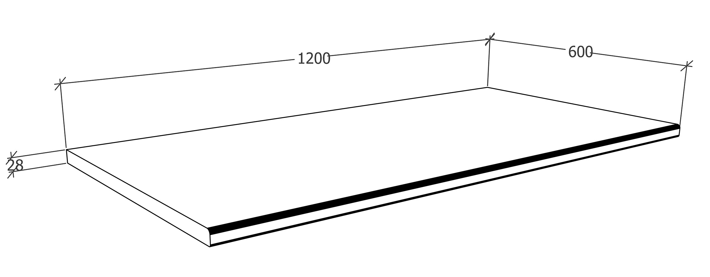 Bordplade til køkkenet, B120cm x D60cm, antracit