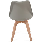 Spisebordsstole, sæt af 6, skandinavisk stil, betrukket med sædehynder, lavet af plast og massivt træ, grå