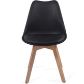 Spisebordsstole, sæt af 2 - plast og massivt træ, sort