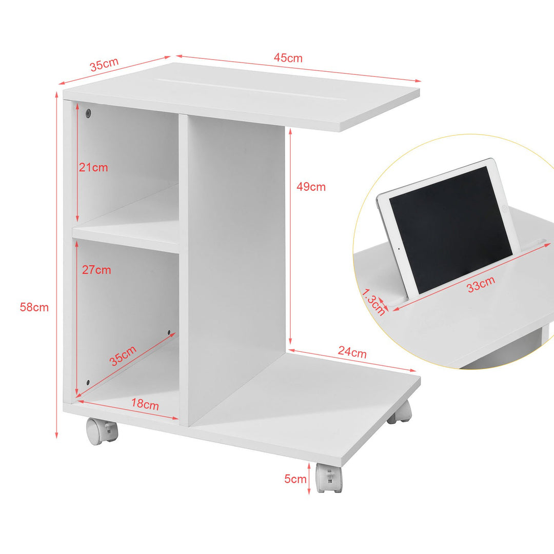 Hvidt sidebord velegnet som laptopbord, 35x45x58 cm