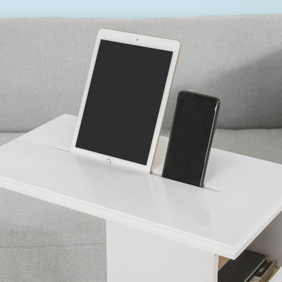 Smart sidebord med hjul og iPad holder, hvid